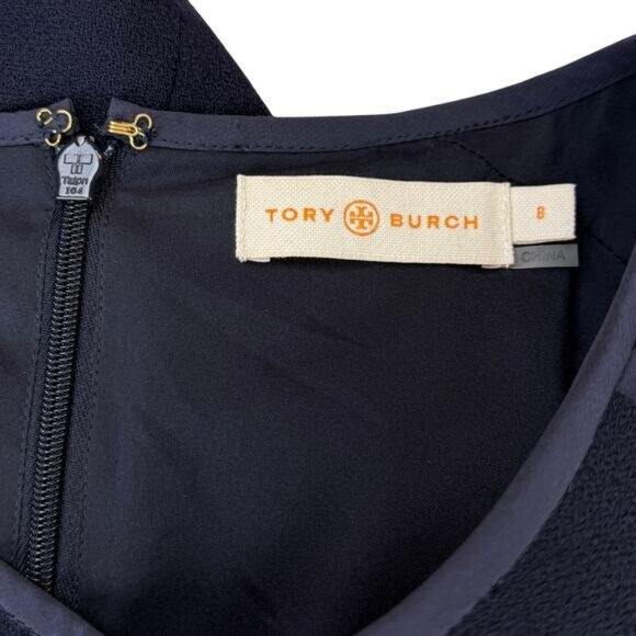 TORY BURCH Wayde Wool Crepe Dress Size 8 Midnight Blue - Picture 4 of 6